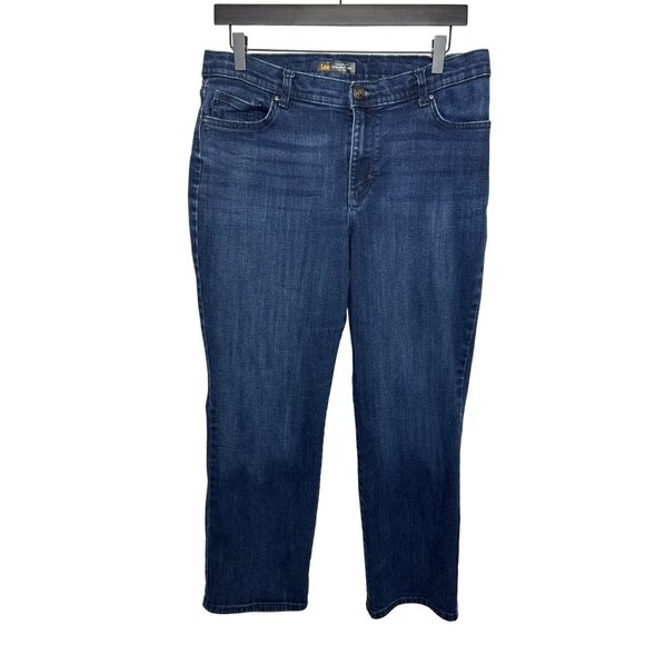 Lee Jeans Women’s 14 Short Straight Leg Relaxed Fit Mid Rise Stretch Denim Blue - Picture 1 of 8